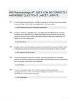 RN Pharmacology ATI 2023 NGN 80 CORRECTLY ANSWERED QUESTIONS LATEST UPDATE