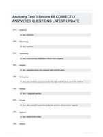 Anatomy Test 1 Review 68 CORRECTLY ANSWERED QUESTIONS LATEST UPDATE
