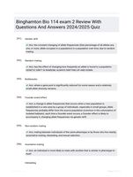 Binghamton Bio 114 exam 2 Review With Questions And Answers 2024/2025 Quiz