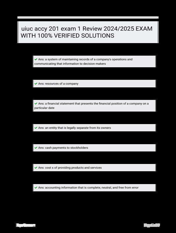 Uiuc Accy 201 Exam 1 Review 2024/2025 EXAM WITH 100 VERIFIED SOLUTIONS