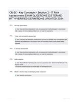 CRISC - Key Concepts - Section 2 - IT Risk Assessment EXAM QUESTIONS (25 TERMS) WITH VERIFIED DEFINITIONS UPDATED 2024