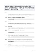 Waxing practice written for state Board test EXAM QUESTIONS (134 TERMS) WITH VERIFIED DEFINITIONS UPDATED 2024