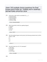 chem 103 multiple choice questions for final EXAM QUESTIONS (81 TERMS) WITH VERIFIED DEFINITIONS UPDATED 2024