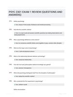PSYC 2301 EXAM 1 REVIEW (QUESTIONS AND  ANSWERS)