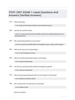 PSYC 2301 EXAM 1 Latest   Questions And Answers (Verified Answers)