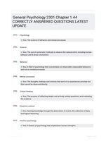 General Psychology 2301 Chapter 1 44 CORRECTLY ANSWERED QUESTIONS LATEST UPDATE