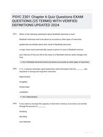 PSYC 2301 Chapter 6 Quiz Questions EXAM QUESTIONS (25 TERMS) WITH VERIFIED DEFINITIONS UPDATED 2024