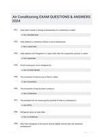 Air Conditioning EXAM QUESTIONS & ANSWERS 2024