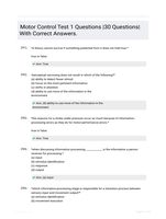 Motor Control Test 1 Questions |30 Questions| With Correct Answers.