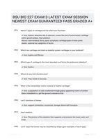 BSU BIO 227 EXAM 3 LATEST  EXAM SESSION NEWEST EXAM GUARANTEED PASS GRADED A+