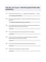 ASU Bio 181 Exam 1 REVIEW (QUESTIONS AND  ANSWERS)