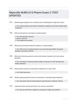 Maryville NURS 615 Pharm Exam 2 TEST UPDATED