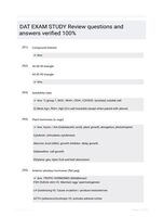 DAT EXAM STUDY Review questions and answers verified 100%
