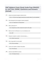 EMT Midterm Exam Study Guide Prep GRADED A+ (ACTUAL EXAM ) Questions and Answers (Solved)