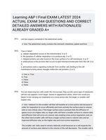 Learning A&P I Final EXAM LATEST 2024 ACTUAL EXAM 344 QUESTIONS AND CORRECT DETAILED ANSWERS WITH RATIONALES|ALREADY GRADED A+