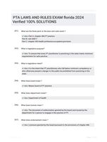 PTA LAWS AND RULES EXAM florida 2024 Verified 100% SOLUTIONS
