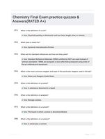 Chemistry Final Exam practice quizzes & Answers(RATED A+)