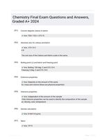 Chemistry Final Exam Questions and Answers, Graded A+ 2024