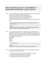 NUR 155 Med/Surg Test 3 138 CORRECTLY ANSWERED QUESTIONS LATEST UPDATE