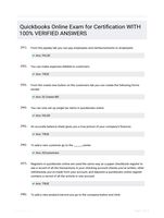 Quickbooks Online Exam for Certification WITH 100%  VERIFIED ANSWERS