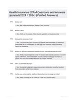 Health Insurance EXAM Questions and Answers Updated (2024 / 2024) (Verified Answers)