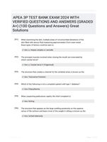 APEA 3P TEST BANK EXAM 2024 WITH VERIFIED QUESTIONS AND ANSWERS (GRADED A+) (100 Questions and Answers) Great Solutions