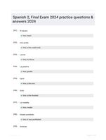 Spanish 2, Final Exam 2024 practice questions & answers 2024