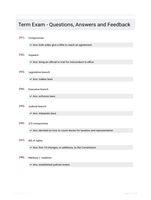 Term Exam - Questions, Answers and Feedback