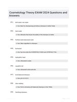 Cosmetology Theory EXAM 2024 Questions and Answers
