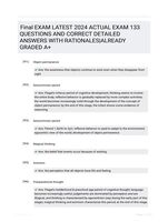 Final EXAM LATEST 2024 ACTUAL EXAM 133 QUESTIONS AND CORRECT DETAILED ANSWERS WITH RATIONALES|ALREADY GRADED A+