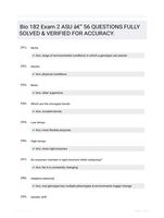 Bio 182 Exam 2 ASU - 56 QUESTIONS FULLY SOLVED & VERIFIED FOR ACCURACY.