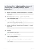 certification Exam | 89 Verified Questions and Answers with Complete Solutions | Latest Update 2024