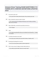Amazon Driver Training EXAM QUESTIONS (113 TERMS) WITH VERIFIED DEFINITIONS UPDATED 2024