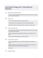 and Family Therapy Unit 1 Exam Best for 2024Test