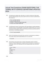 Actual Test Questions EXAM QUESTIONS (144 TERMS) WITH VERIFIED DEFINITIONS UPDATED 2024