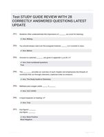 Test STUDY GUIDE REVIEW WITH 28 CORRECTLY ANSWERED QUESTIONS LATEST UPDATE