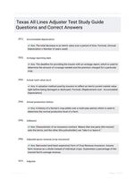 Texas All Lines Adjuster Test Study Guide Questions and Correct Answers
