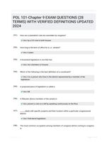 POL 101-Chapter 9 EXAM QUESTIONS (28 TERMS) WITH VERIFIED DEFINITIONS UPDATED 2024