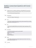 Builders License Exam Questions with Correct Answers