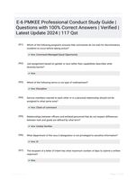 E-6 PMKEE Professional Conduct Study Guide | Questions with 100% Correct Answers | Verified | Latest Update 2024 | 117 Qst