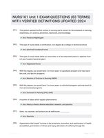 NURS101 Unit 1 EXAM QUESTIONS (83 TERMS) WITH VERIFIED DEFINITIONS UPDATED 2024