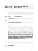 NURS 101 274 CORRECTLY ANSWERED QUESTIONS LATEST UPDATE