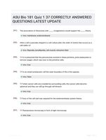 ASU Bio 181 Quiz 1 37 CORRECTLY ANSWERED QUESTIONS LATEST UPDATE