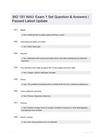 BIO 181 NAU- Exam 1 Set Question & Answers | Passed Latest  Update