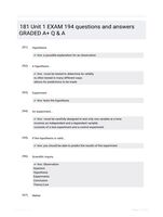 181 Unit 1 EXAM 194 questions and answers GRADED A+ Q & A