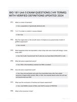 BIO 181 Unit 5 EXAM QUESTIONS (149 TERMS) WITH VERIFIED DEFINITIONS UPDATED 2024