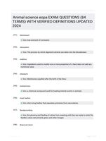 Animal science eopa EXAM QUESTIONS (84 TERMS) WITH VERIFIED DEFINITIONS UPDATED 2024