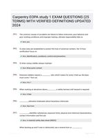 Carpentry EOPA study 1 EXAM QUESTIONS (25 TERMS) WITH VERIFIED DEFINITIONS UPDATED 2024