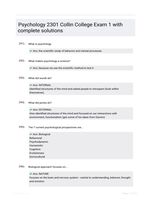 Psychology 2301 Collin College Exam 1 with complete solutions