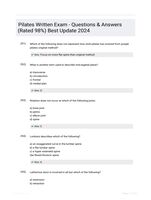 Pilates Written Exam - Questions & Answers (Rated 98%) Best Update 2024